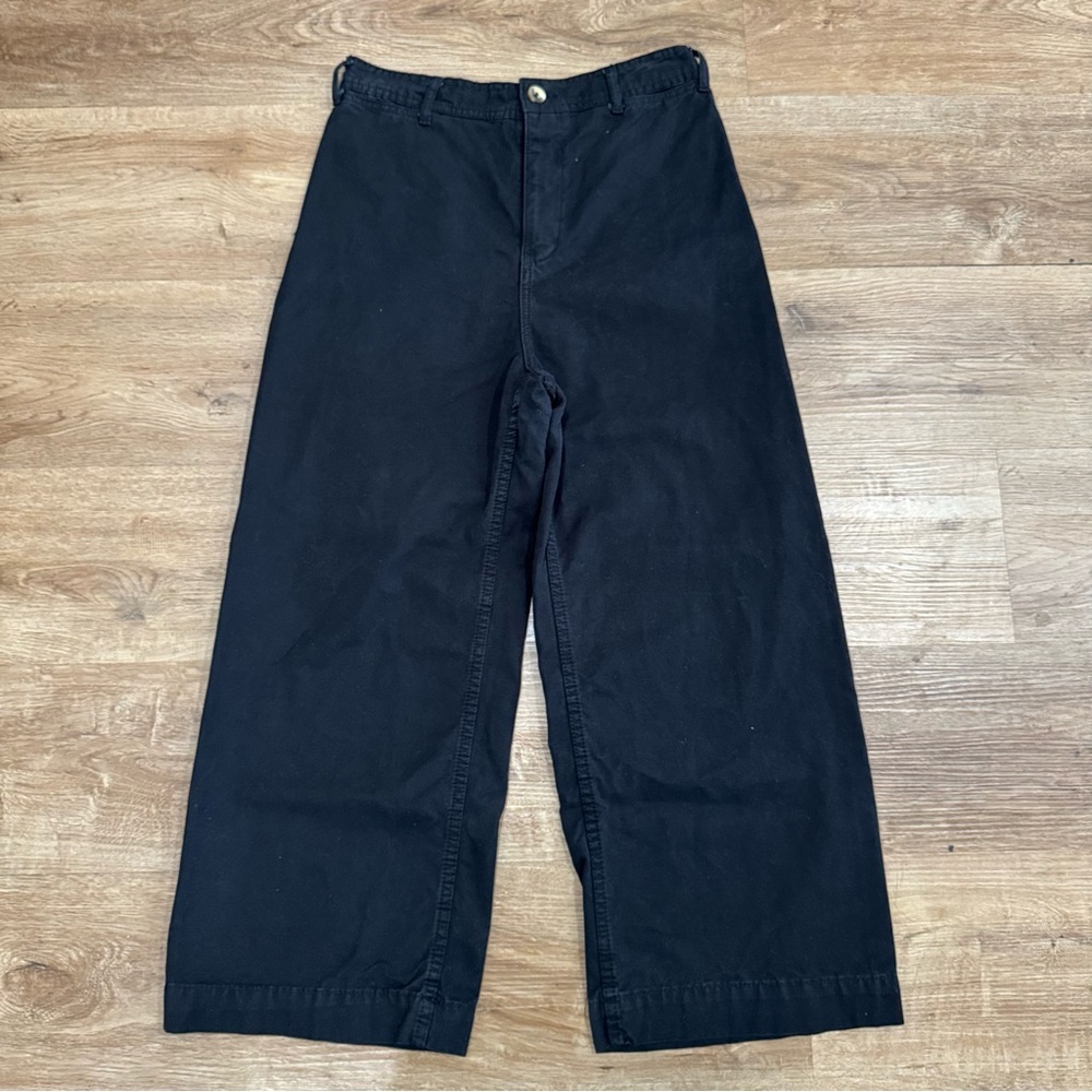 Free People We The Free Black High Rise‎ Wide Leg Crop Trousers Sz 28 Boho Fall